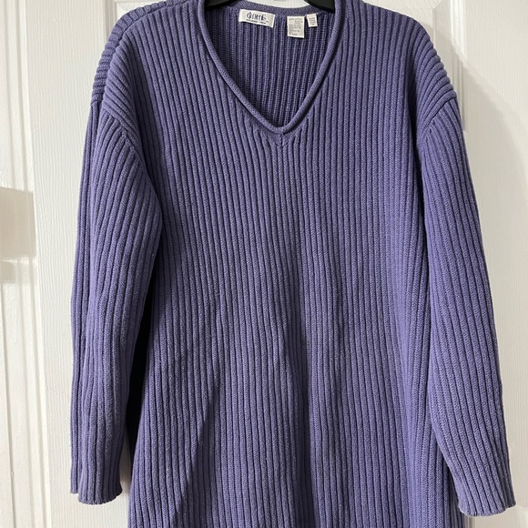 Elements Exclusively Spiegel 3X Women’s Knit Purple Sweater Long. 
100% cotton, - Picture 1 of 11